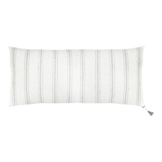 White Linen Pillow Cover With Light Grey Stripes For Sale