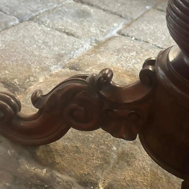 1880s Louis Philippe Mahogany Feather Turtle Shell Shaped Sicilian Side Table For Sale - Image 9 of 11