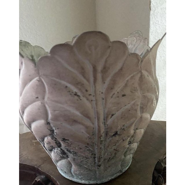 Beige Planter. Mid 20th Century French Country Distressed Metal Planter For Sale - Image 8 of 8