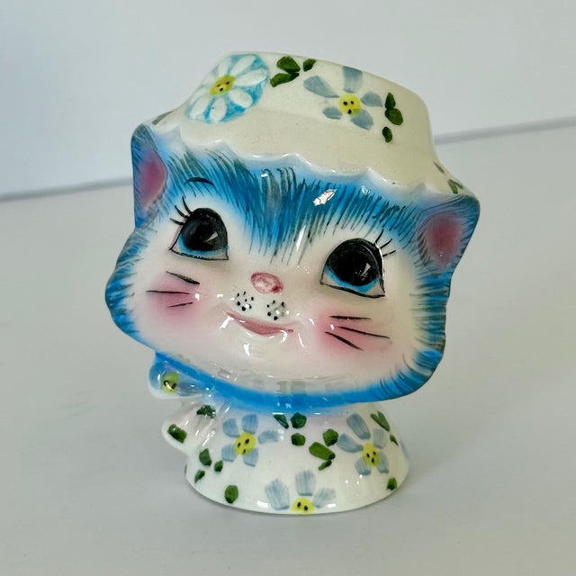 1950s Mid-Century Modern Miss Priss Kitty Salt Pepper Shakers Enesco, Anthropomorphic Ceramic Kitties For Sale - Image 9 of 11