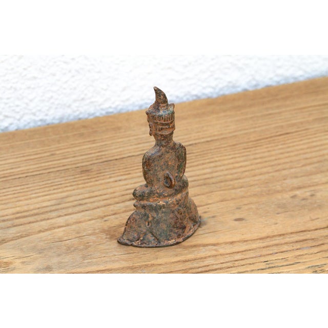 19th Century Ancient Laos Artifact Style Bronze Miniature Buddha For Sale - Image 5 of 7