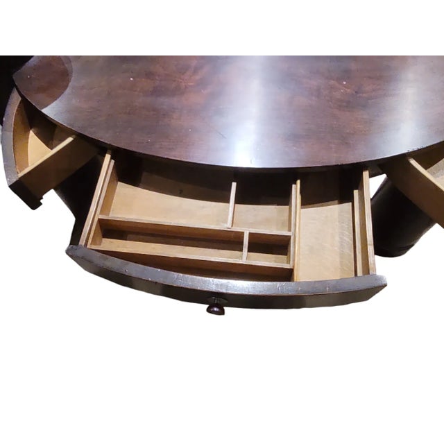 Brown 1910s Antique Art Deco Console Desk With Bakelite Pull For Sale - Image 8 of 9