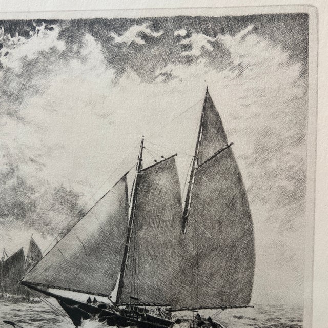 Printmaking Materials Etching by Rh Palenske “America Wins!” First “America’s Cup Race” 1851 For Sale - Image 7 of 12