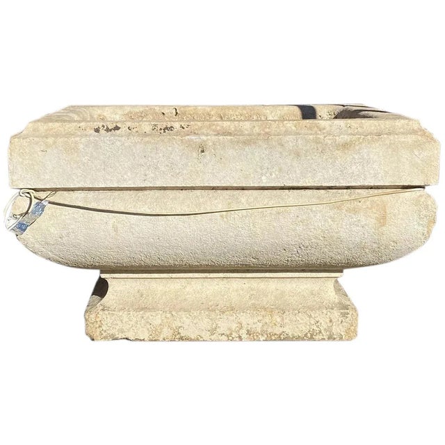 DETAILS This antique planter was hand fashioned with a straight, broad rim that surmounts the tapering, somewhat urn-form...