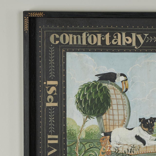 Victorian Pair of Vintage Whimsical Paintings of Dogs in Decorative Frames by Stephanie Hoppen For Sale - Image 3 of 18