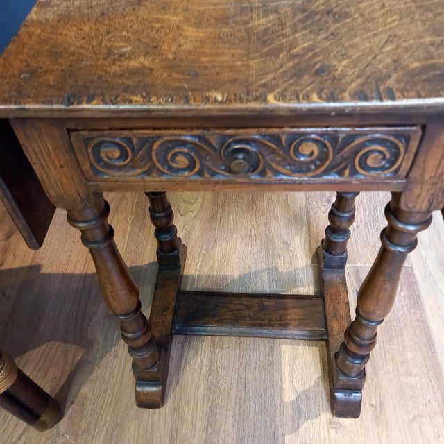 Antique Drop Leaf Joint Stool, 1700s For Sale - Image 6 of 13
