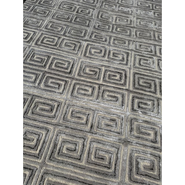 2010s 12ft 8in X 19ft 9in Decorator's Best Greek Key Merino Wool Area Rug For Sale - Image 5 of 17
