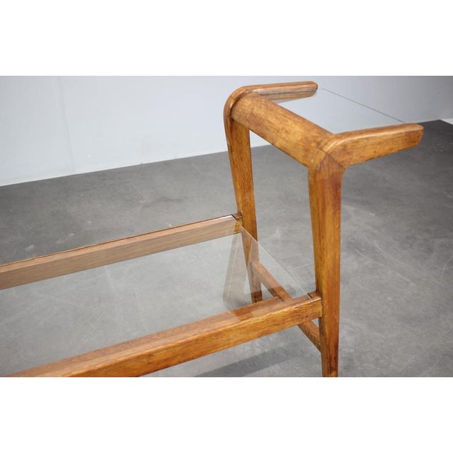 Mid-Century Wooden Plant Stand with Glass Shelf from Uluv, Former Czechoslovakia, 1960s For Sale - Image 3 of 9