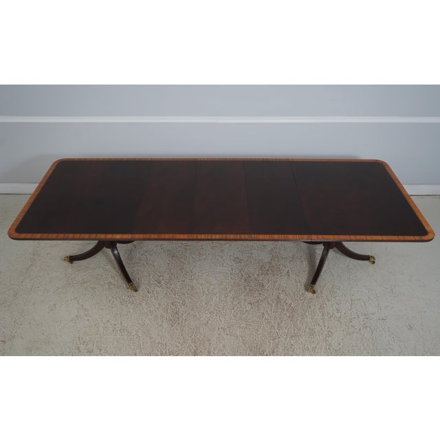 Stickley Regency Style Mahogany Double Pedestal Inlaid Dining Table For Sale - Image 12 of 18