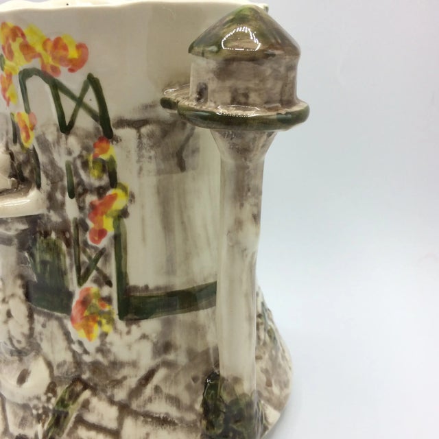 Majolica Garden Scene Jug Pitcher by Flora & Fauna Staffordshire Style England For Sale - Image 9 of 12