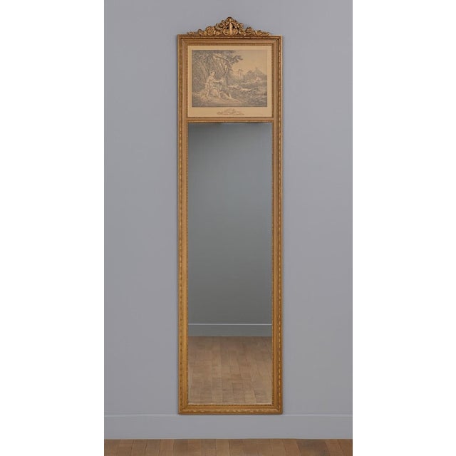 Louis XVI Style Carved Wood Trumeau Mirror For Sale - Image 6 of 6