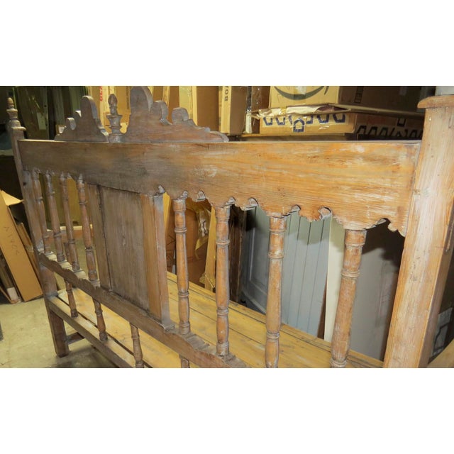 Spanish Colonial Pine Settle Bench c 1850 For Sale - Image 9 of 9