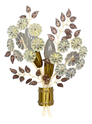 Wall Lamp with Crystal Flowers by Oswald Haerdtl for J.L. Lobmeyr, Vienna, Austria, 1950s