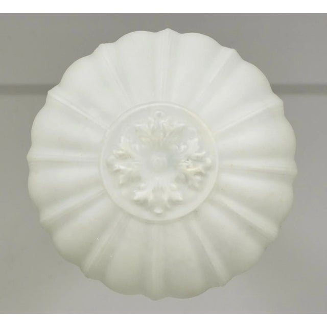 Mid 20th Century Restored White Glass Bowl Brass Chain Pendant Light For Sale - Image 6 of 11