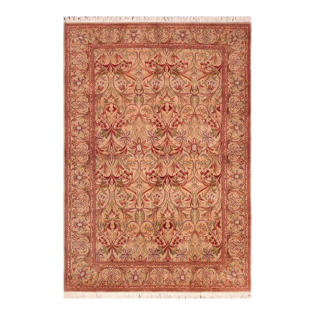 Shabby Chic 1990's Pak-Persian Taupe/Rust Wool Rug - 6'2'' X 9'1'' For Sale