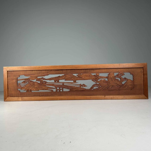 Wooden Ranma Temple Mountain Landscape, Japan, 1920s For Sale - Image 3 of 15