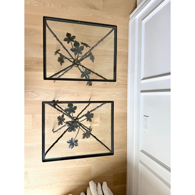 Vintage Sculptural Wrought Iron Ivy Leaf Glass-Top Side Tables by Scully & Scully – Pair For Sale In Chicago - Image 6 of 10