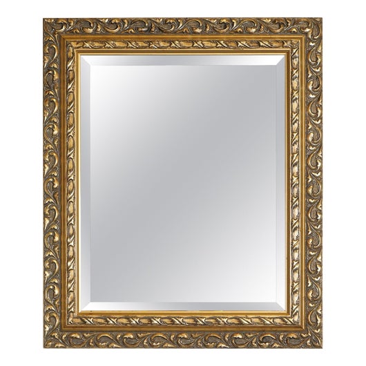 Vintage Petite Gold Ornate Bevelled Mirror For Sale
