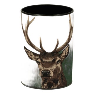 Scottish Stag Green Tapestry Waste Bin With Scottish Tartan For Sale