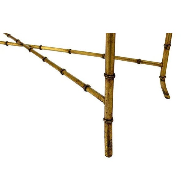 Mid-Century Modern Mid Century Modern X Base Rectangular Gilt Faux Bamboo Glass Top Coffee Table For Sale - Image 3 of 11
