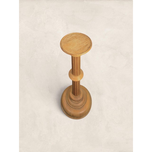 Mid-Century Modern Vintage English Turned Pine Pedestal Stand For Sale - Image 3 of 7