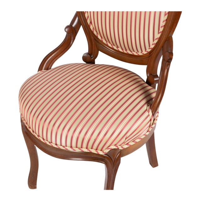 Mid 19th Century Mid 19th Century French Antique Mahogany Parlor Chairs With New Upholstery For Sale - Image 5 of 6