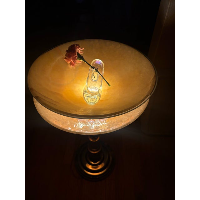 Metal Stiffel Mid-Century Modern Illuminated Alabaster Pedestal For Sale - Image 7 of 12
