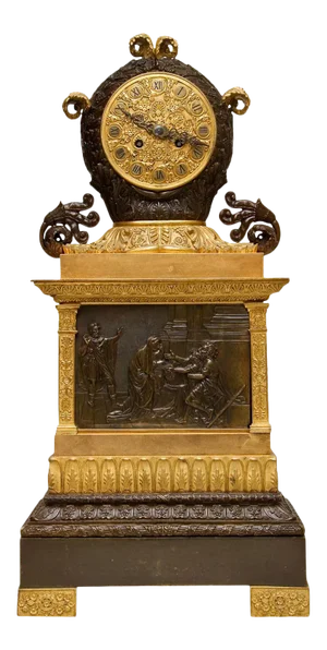 French Empire Patinated and Gilt Bronze Clock