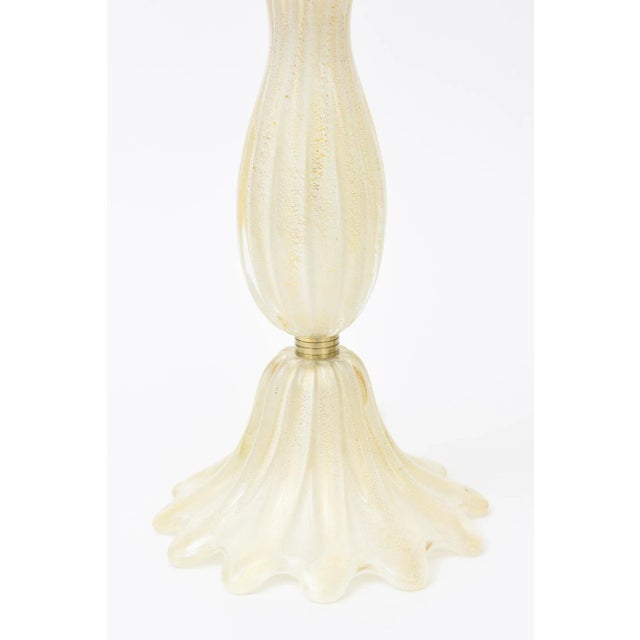 Vintage 1940's Murano Rare Barovier E Toso Glass Tiered Tables Lamps With Gold Aventurine and Brass Ring FittingsMCM For Sale In Miami - Image 6 of 11