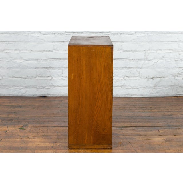 Wood 19th Century Japanese Zebra Wood Tansu Chest with Sliding Doors & Open Shelves For Sale - Image 7 of 13