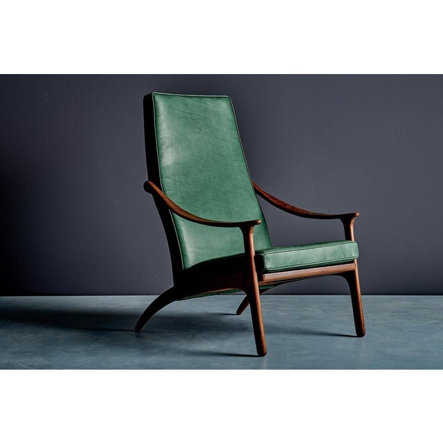 1960s Highback Lounge Chair in Teak and Green Leather from Arne Hovmand-Olsen, 1960s For Sale - Image 5 of 15