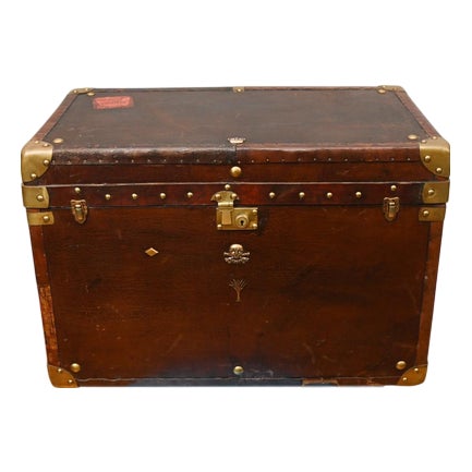 Vintage Leather Travel Trunk For Sale