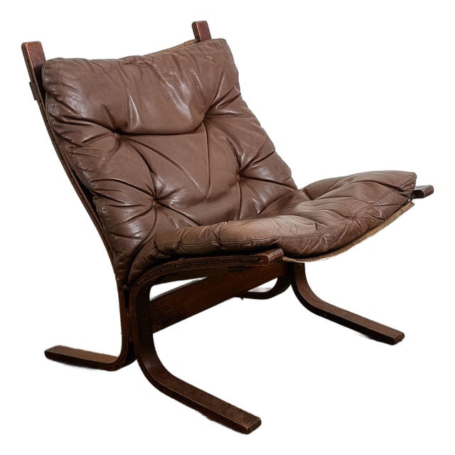1960s Mid Century Danish Modern Lounge Chair Brown Leather Attributed to Ingmar Relling For Westnofa For Sale