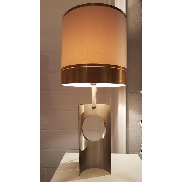 French Brushed Aluminum Table Lamp, 1970s For Sale - Image 13 of 16