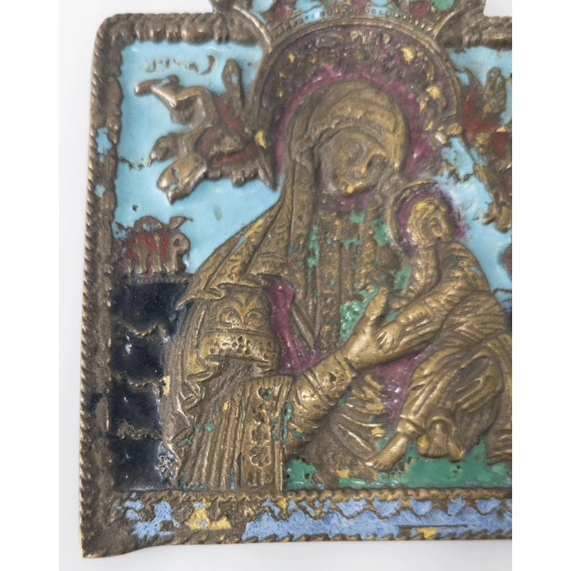 Enameled Russian Bronze Christian Religious Icon For Sale In New York - Image 6 of 11