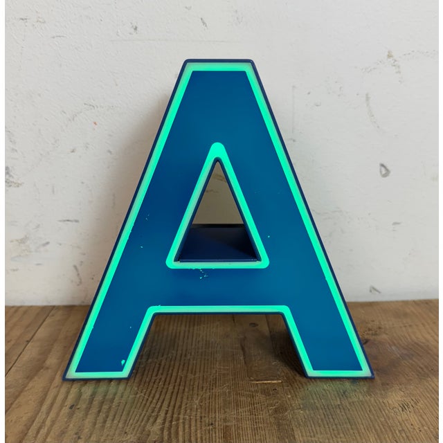 Vintage Blue Plastic Illuminated Letter A, 1970s For Sale - Image 14 of 15