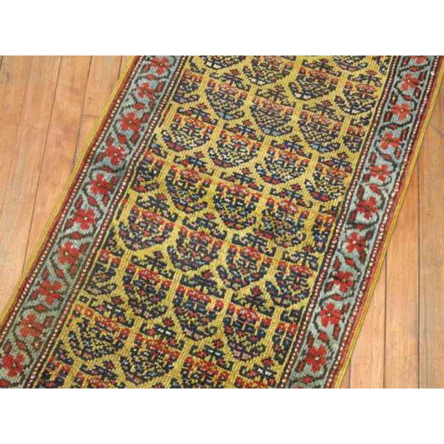 Narrow Paisley Yellow Antique Runner - 1'11" x 7'6" For Sale - Image 4 of 6
