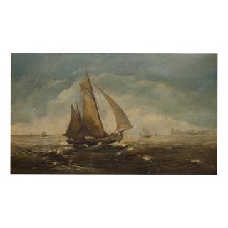 Gustave Helinck, Sailing Ships, 1880s, Oil on Wood Panel For Sale
