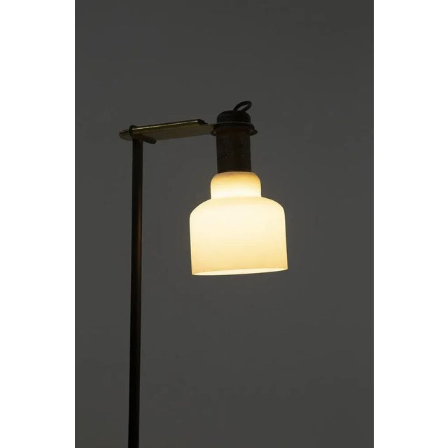Mid-Century Modern Vintage Italian Brass and Opal Glass Floor Lamp from Oluce, 1950 For Sale - Image 3 of 12