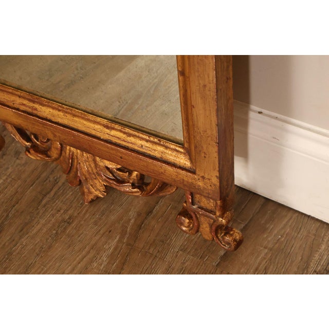 Glass Italian Giltwood Narrow Vintage Wall Mirror Mirror For Sale - Image 7 of 18