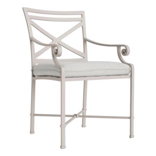 Brown Jordan Venetian Arm Chair, Dove frame with Fusion Dove fabric For Sale