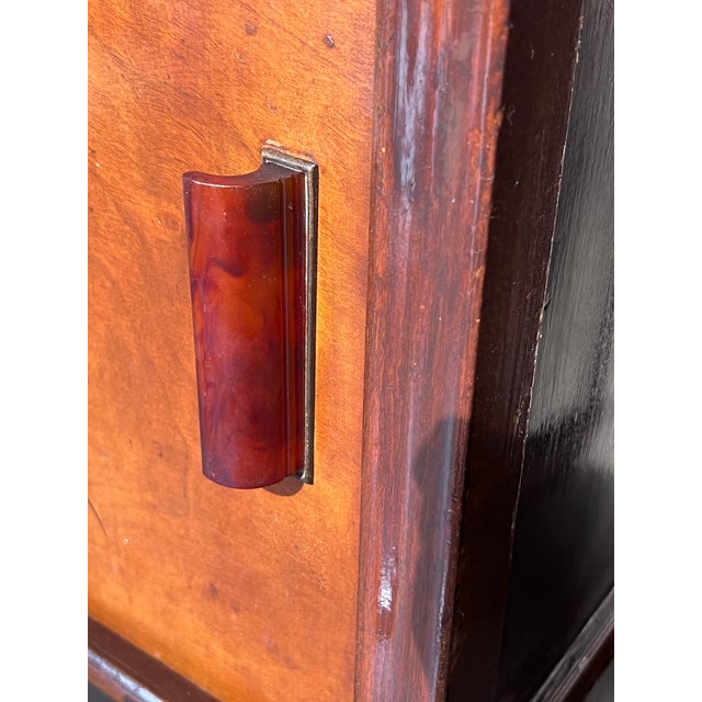 Art Deco Walnut Slab Side Cabinets or Nightstands With Carved Base, 1930s For Sale - Image 9 of 11