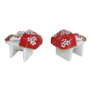 Mid 20th Century Ceramic Salt and Pepper Shakers Miniature Pokkuri Clog Sandals - a Pair For Sale