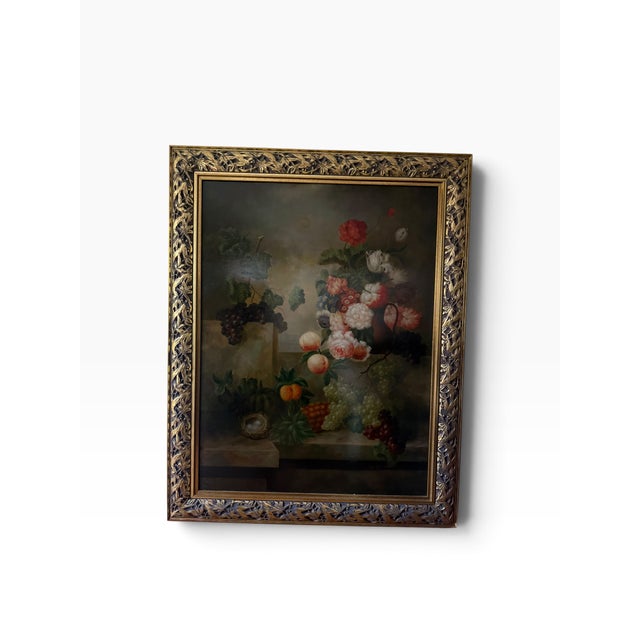 Abstract Vintage Joseph C Dilon Abstract Large Scale Contemporary Traditional Painting Oil on Canvas Fruits and Flowers For Sale - Image 3 of 10