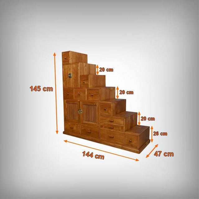 20th Century Teak Kaidan Tansu Part 2 Staircase Furniture For Sale - Image 15 of 16