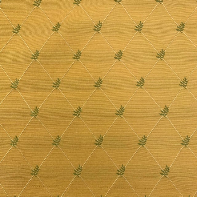 Traditional Designer Maxwell Fabrics Gold & Green Embroidered Fern Diamond Diagonal Pillow Covers- a Pair For Sale - Image 3 of 6