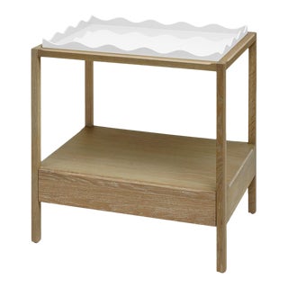 The Lacquer Company for Chairish Belles Rives Nightstand in Off White / Oak For Sale