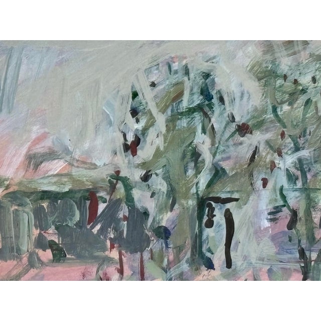 Original Abstract Expressionist Gouache Park Landscape Scene Painting For Sale - Image 4 of 11