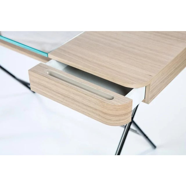 Early 21st Century Cosimo Desk with Natural Oak Veneer and Glass Top by Marco Zanuso Jr. for Adentro, 2023 For Sale - Image 5 of 7