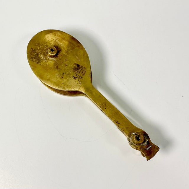Mid-Century Americana Hollywood Regency Boho Chic Brass Tennis Racket Door Knocker For Sale - Image 9 of 11